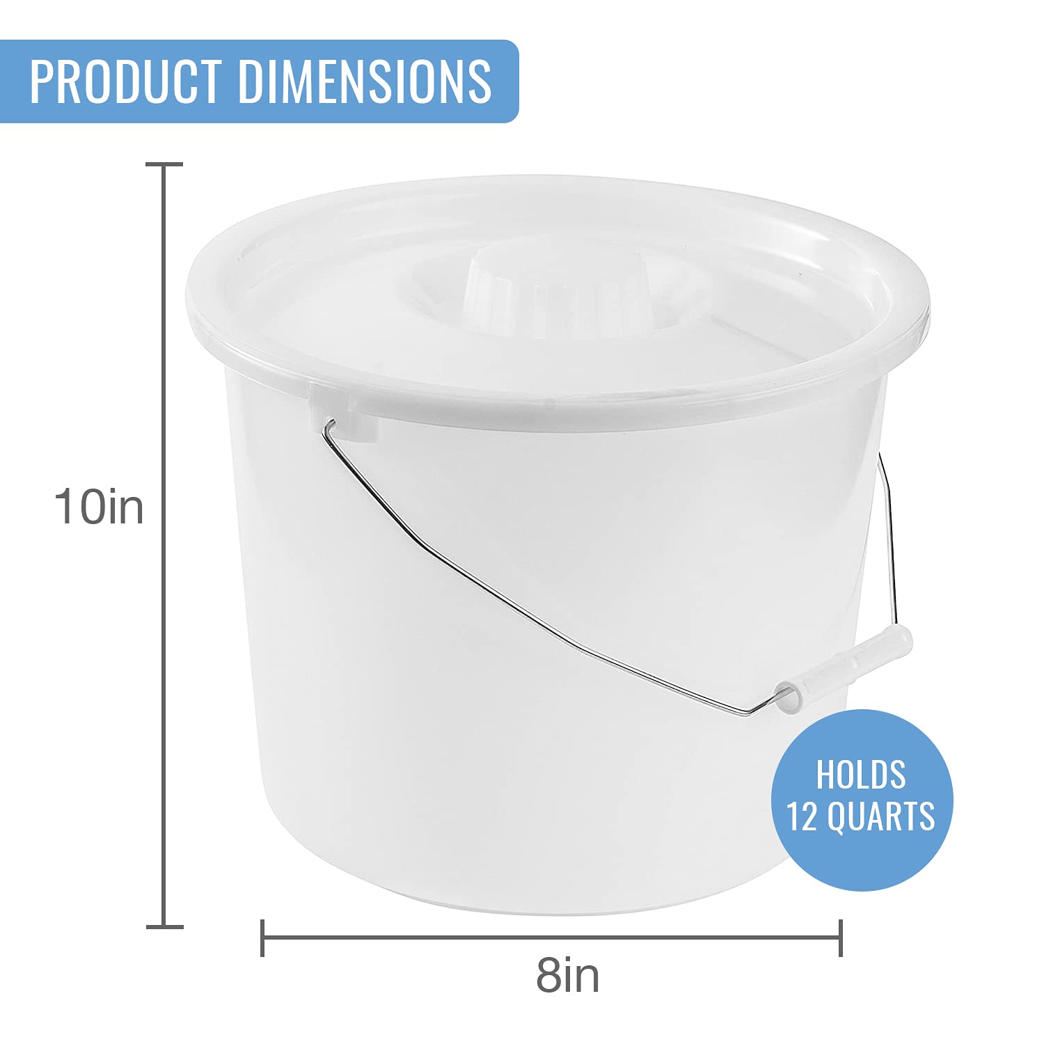 DMI Bedside Commode Replacement Bucket with Lid & Handle, Easy to Clean, Durable or Sturdy, Holds up to 12 Quarts, Universal Pail Chair - Image 3