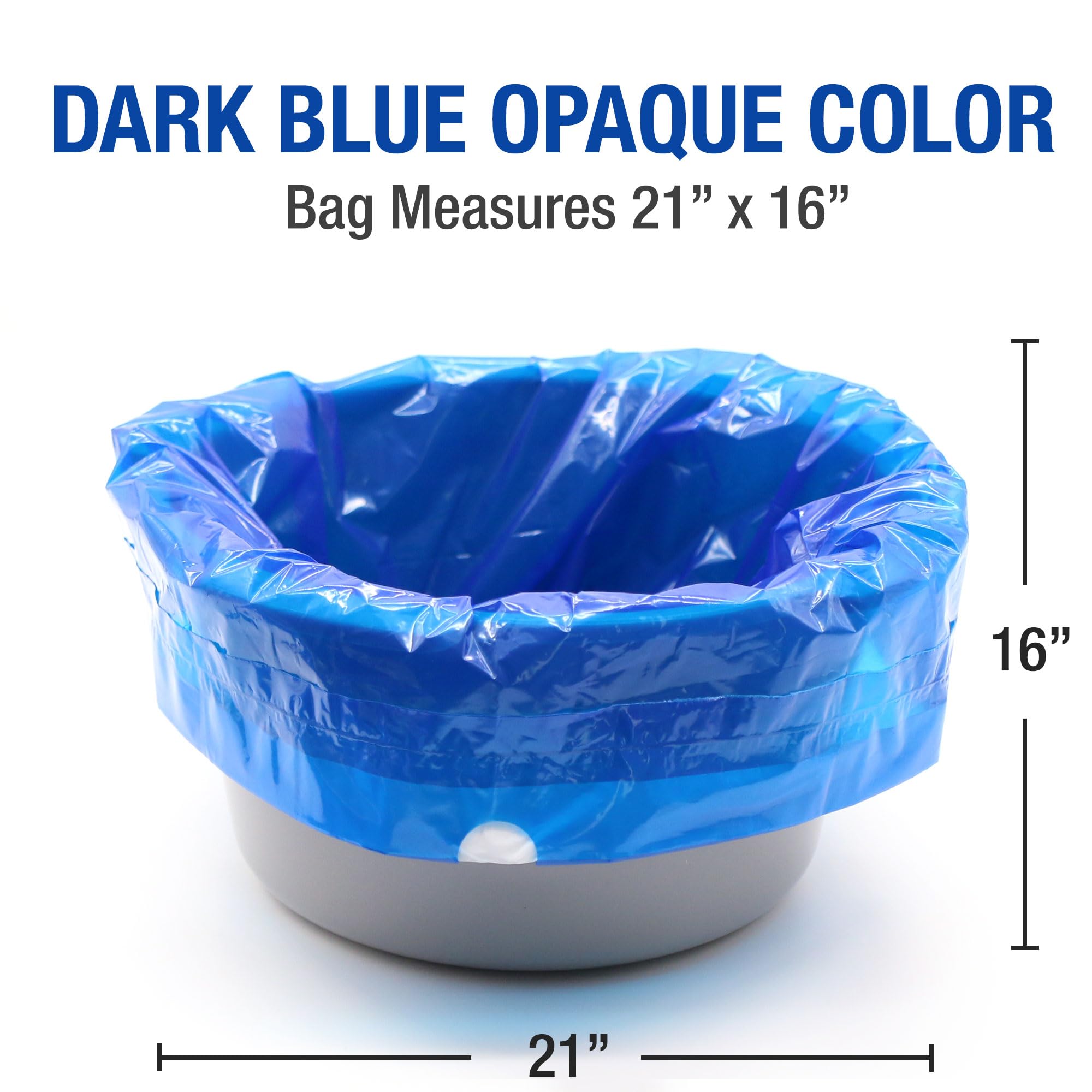 DMI Disposable Commode Liners, Mess Free Clean Up, Easy Tie Handles, Disposable, FSA & HSA Eligible, Dark Blue Color, 7 Pack of 7 liners - Image 5