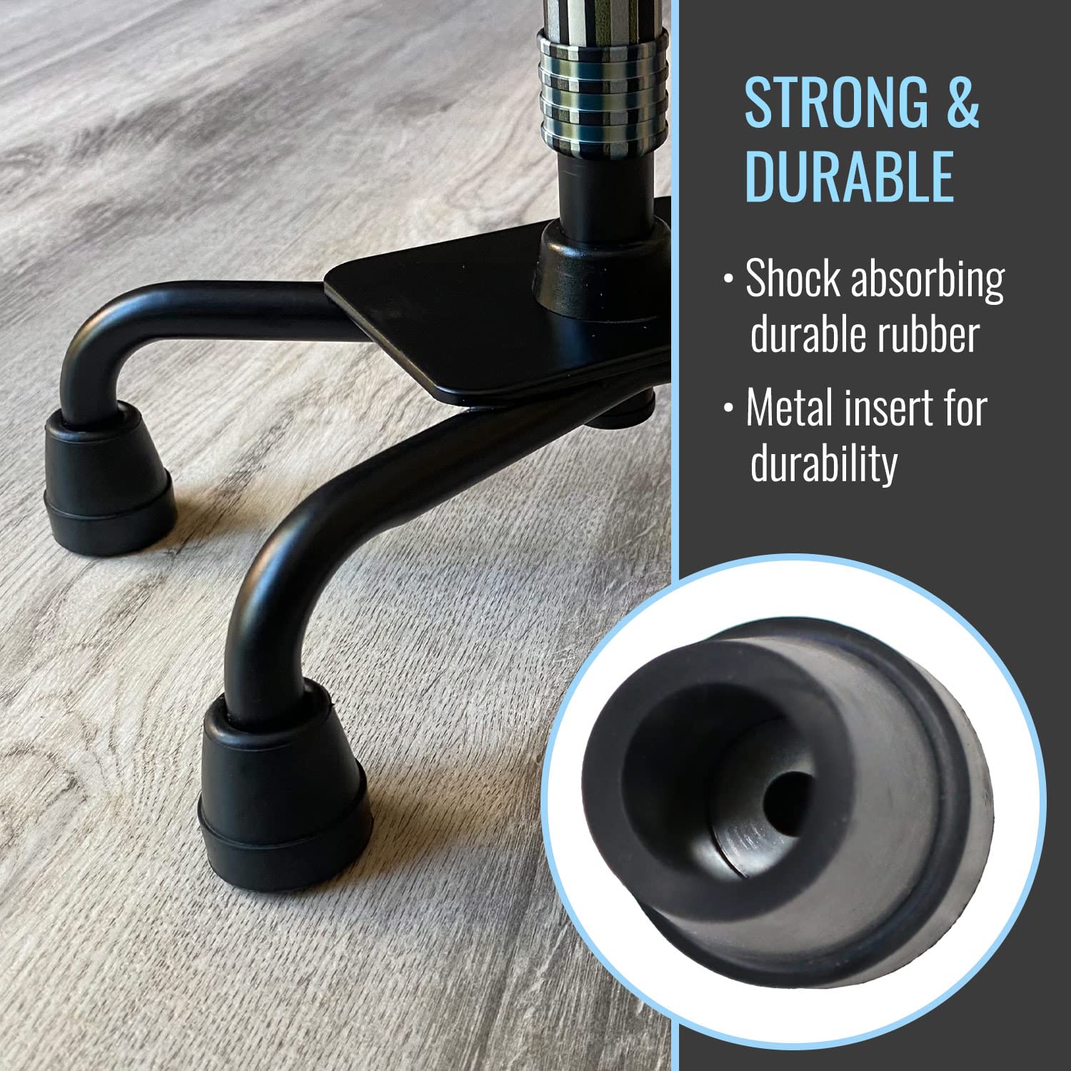 DMI Durable Replacement Quad Cane Tips, Extra Stability, No-Slip Grip, 1/2 Inch, FSA and HSA Eligible, (Pack of 4) - Image 4