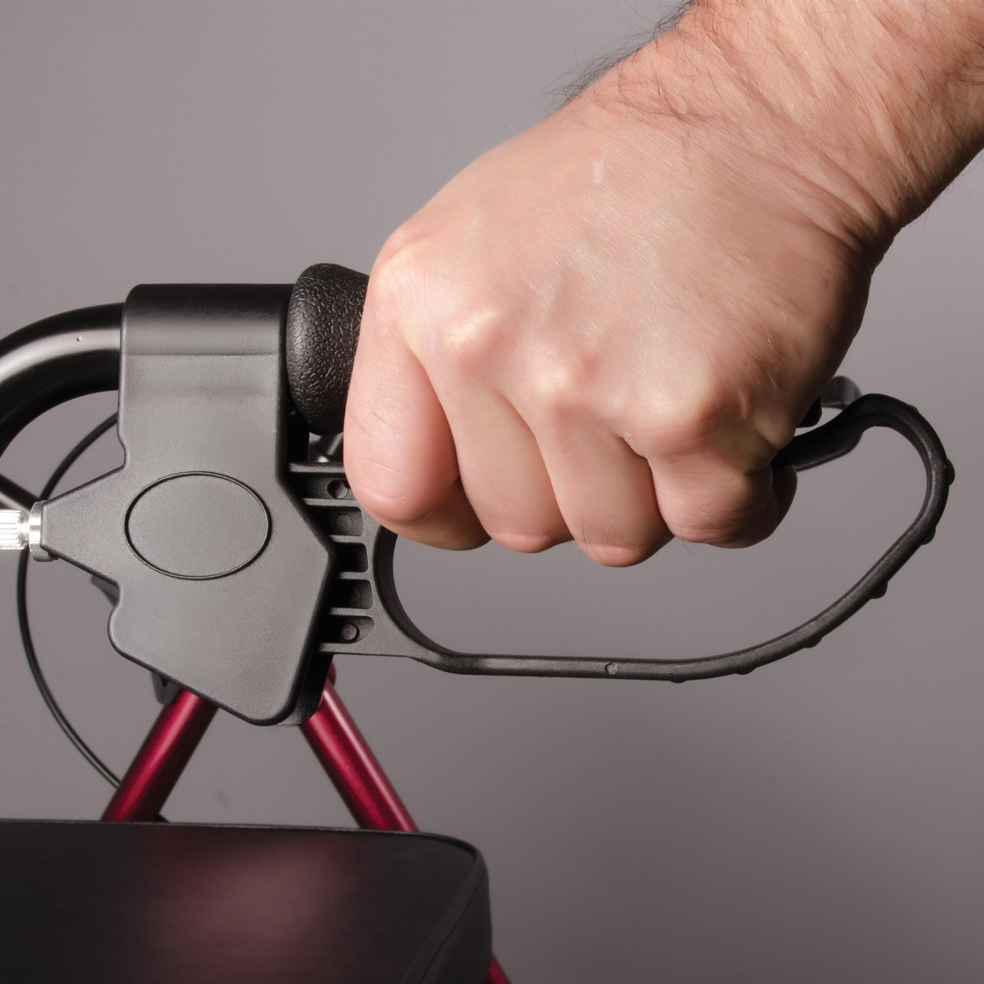 DMI Extra-Wide Heavy Duty Steel Bariatric Mobility Rollator Walker with Seat and Basket, Burgundy, Folding - Image 3