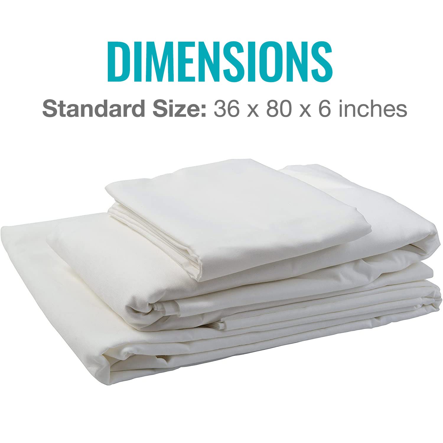 DMI Hospital Bed Sheet Set, White Bed Sheets, Cotton and Polyester Hospital Bed Sheets, 132 Thread Count Bed Sheets include Fitted Sheet, Flat Sheet and Pillow Case, 36 x 80 x 6 inches, White - Image 5