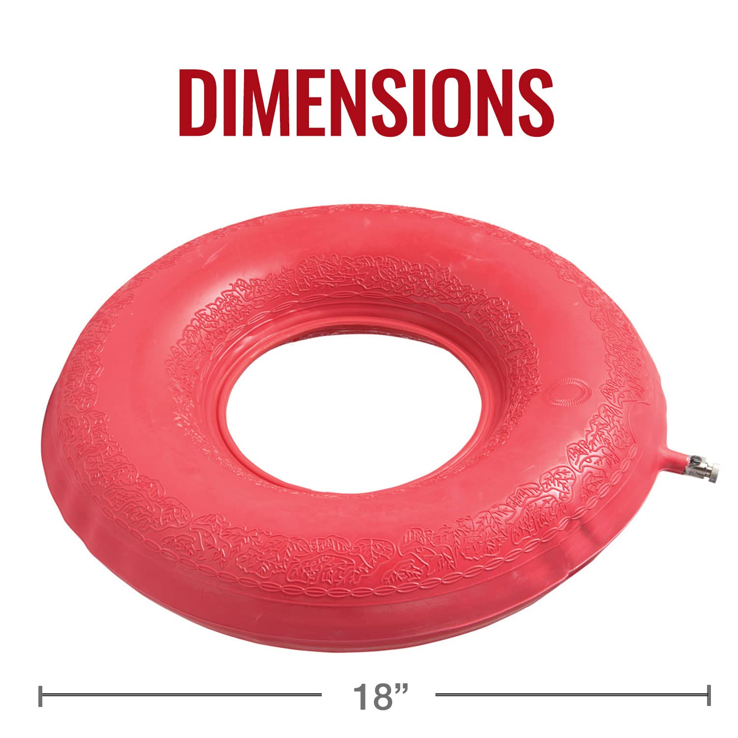 DMI Inflatable Ring Donut Seat Cushion Pillow for Hemorrhoid, Pregnancy, and Tailbone Pain, Red, 18 in - Image 5