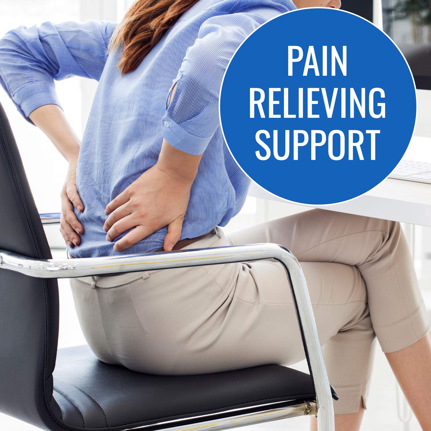 DMI Lumbar Roll Back Support Cushion Pillow, Half-Moon Size, Navy - Image 7