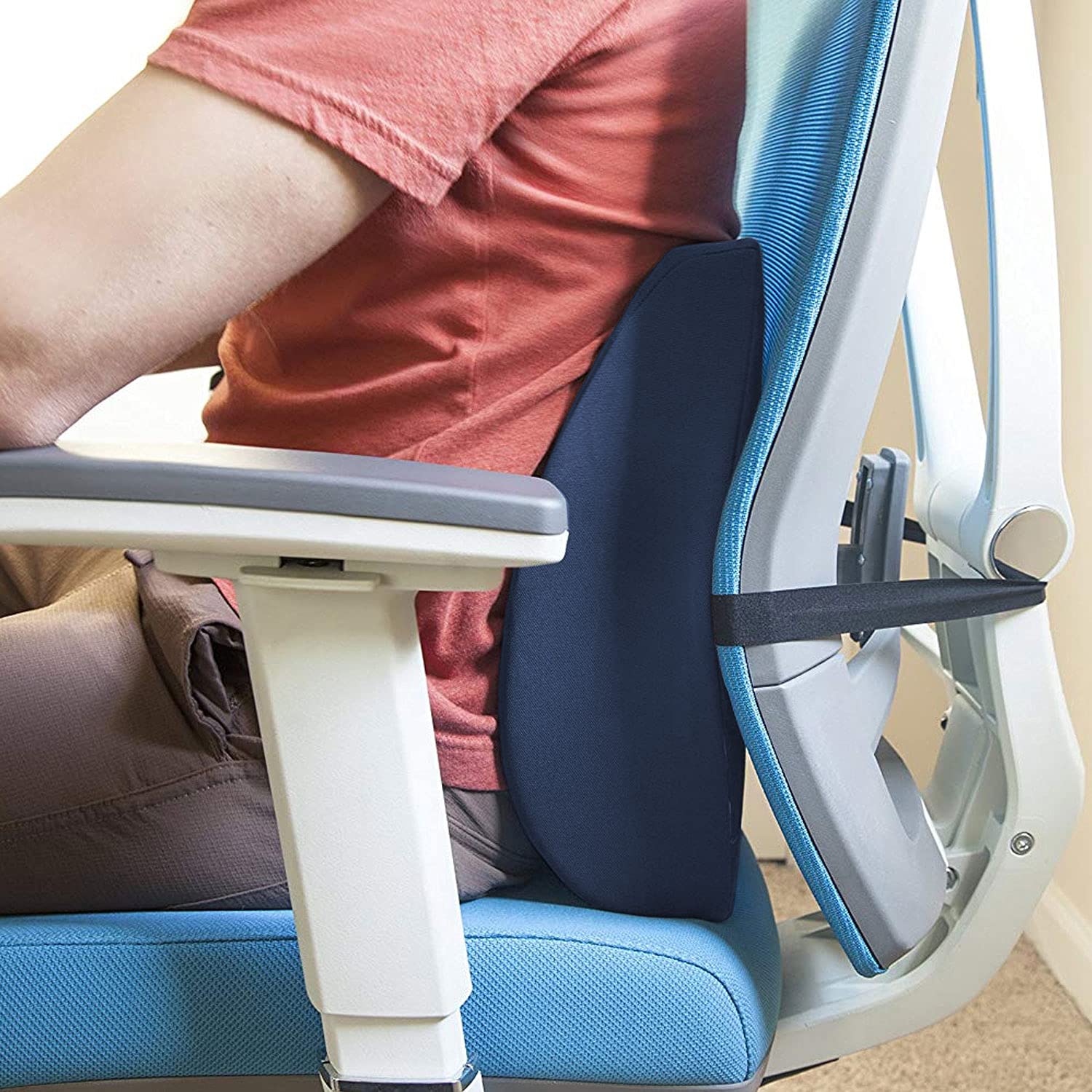 DMI Lumbar Support Pillow for Chair to Assist with Back Support with Removable Washable Cover to Ease Lower Back Pain and Discomfort while Improving Posture,14 x 13 x 5,Contoured Foam,Premium,Navy - Image 5