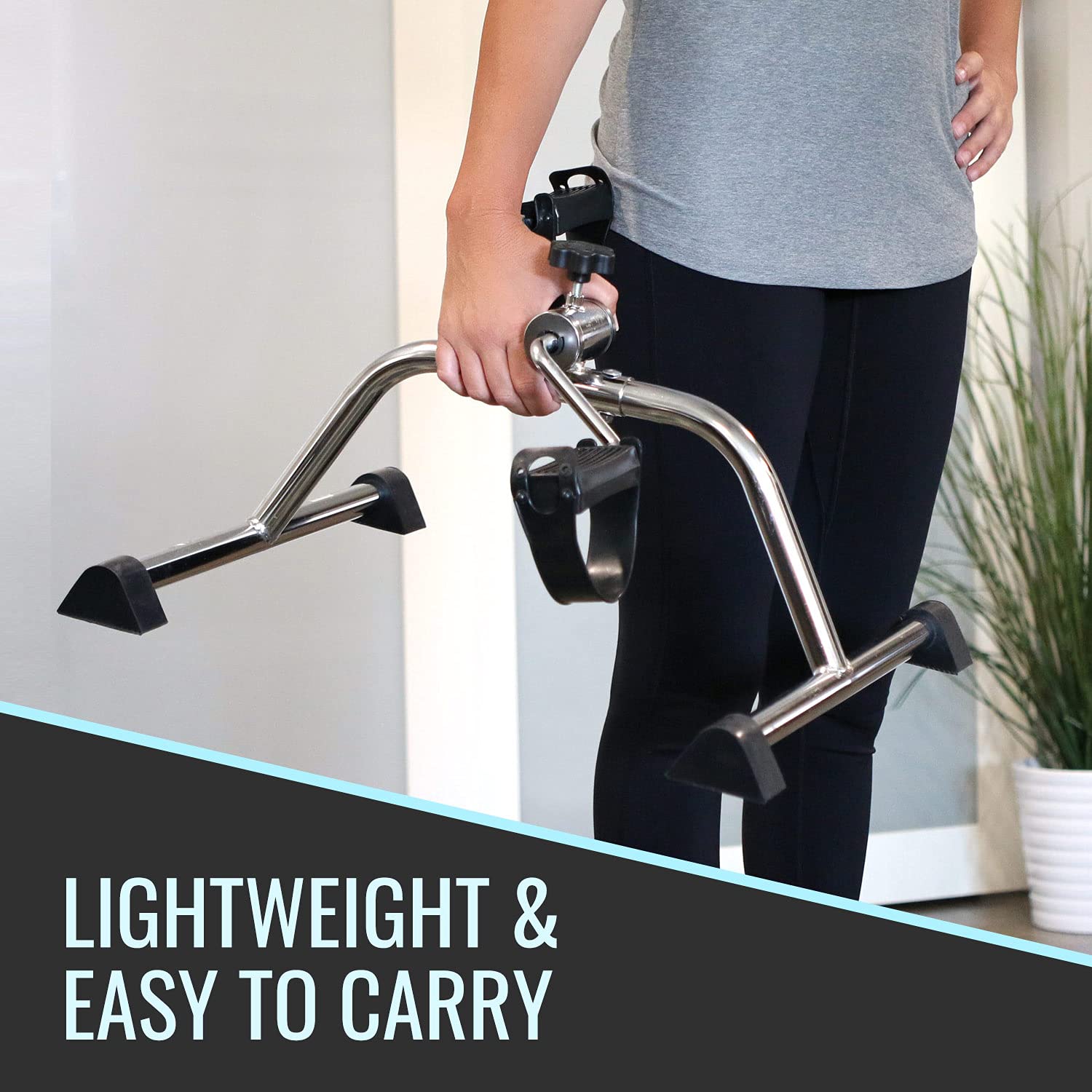 DMI Portable Exercise Bike, Under Desk Bike Pedal Exerciser for Arms or Legs can be used as Workout Equipment or Physical Therapy with Manual Tension Adjuster, Chrome - Image 3