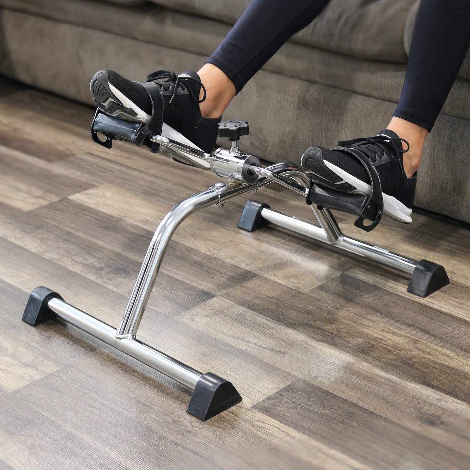 DMI Portable Exercise Bike, Under Desk Bike Pedal Exerciser for Arms or Legs can be used as Workout Equipment or Physical Therapy with Manual Tension Adjuster, Chrome - Image 6