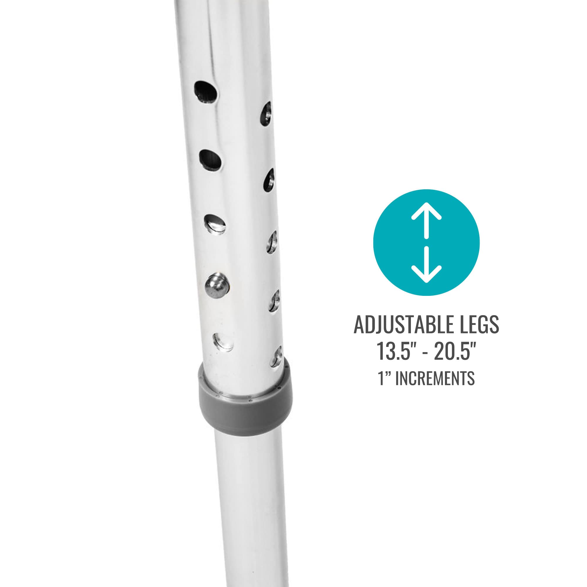 DMI Shower Chair Bath Seat for Tub or Shower Bench for Inside Shower, Made of Non Slip Aluminum with Plastic Seat, No Tools Needed, Adjustable Height, Holds Weight up to 300 Pounds, Bath Bench, White - Image 4