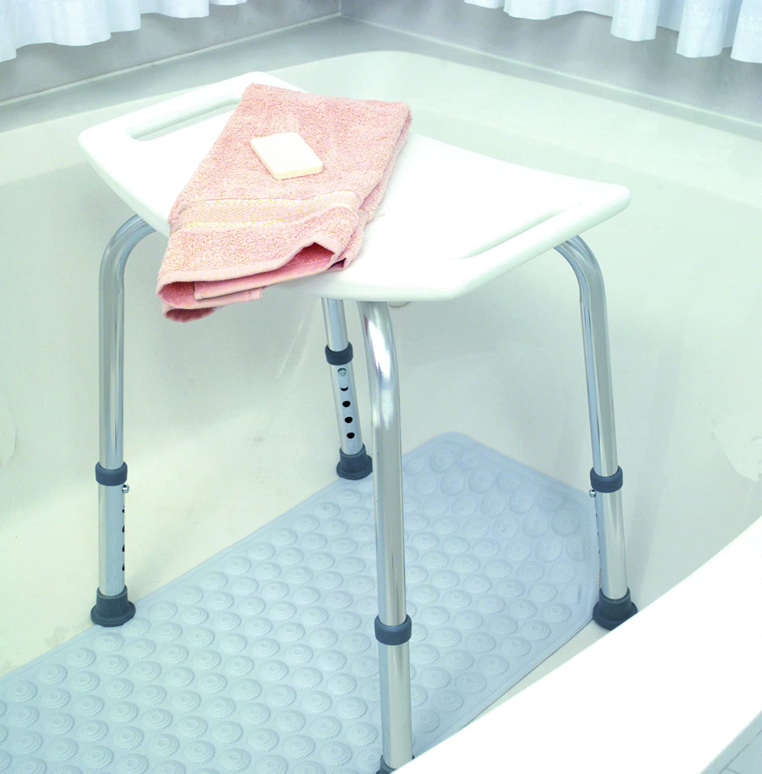 DMI Shower Chair Bath Seat for Tub or Shower Bench for Inside Shower, Made of Non Slip Aluminum with Plastic Seat, No Tools Needed, Adjustable Height, Holds Weight up to 300 Pounds, Bath Bench, White - Image 6