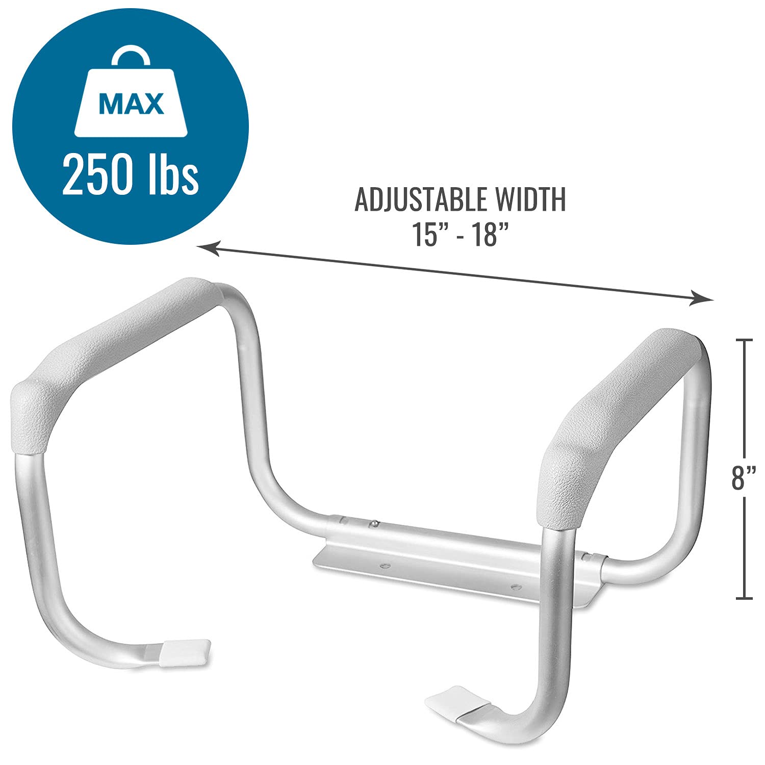 DMI Toilet Safety Rails Toilet Handles for The Elderly Toilet Safety Handrails Frame Easy Assembly with no Tools, White - Image 4