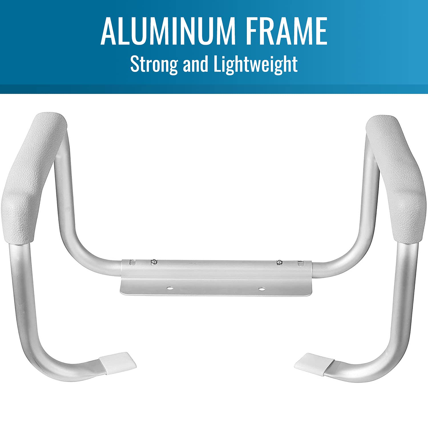 DMI Toilet Safety Rails Toilet Handles for The Elderly Toilet Safety Handrails Frame Easy Assembly with no Tools, White - Image 5