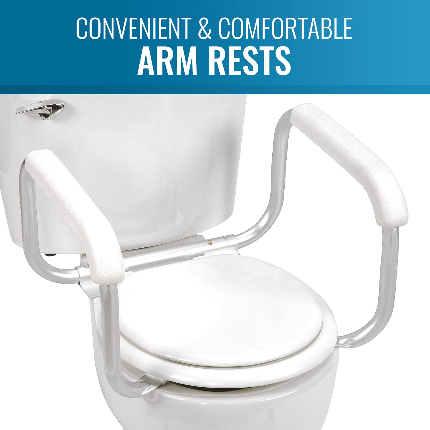 DMI Toilet Safety Rails Toilet Handles for The Elderly Toilet Safety Handrails Frame Easy Assembly with no Tools, White - Image 6