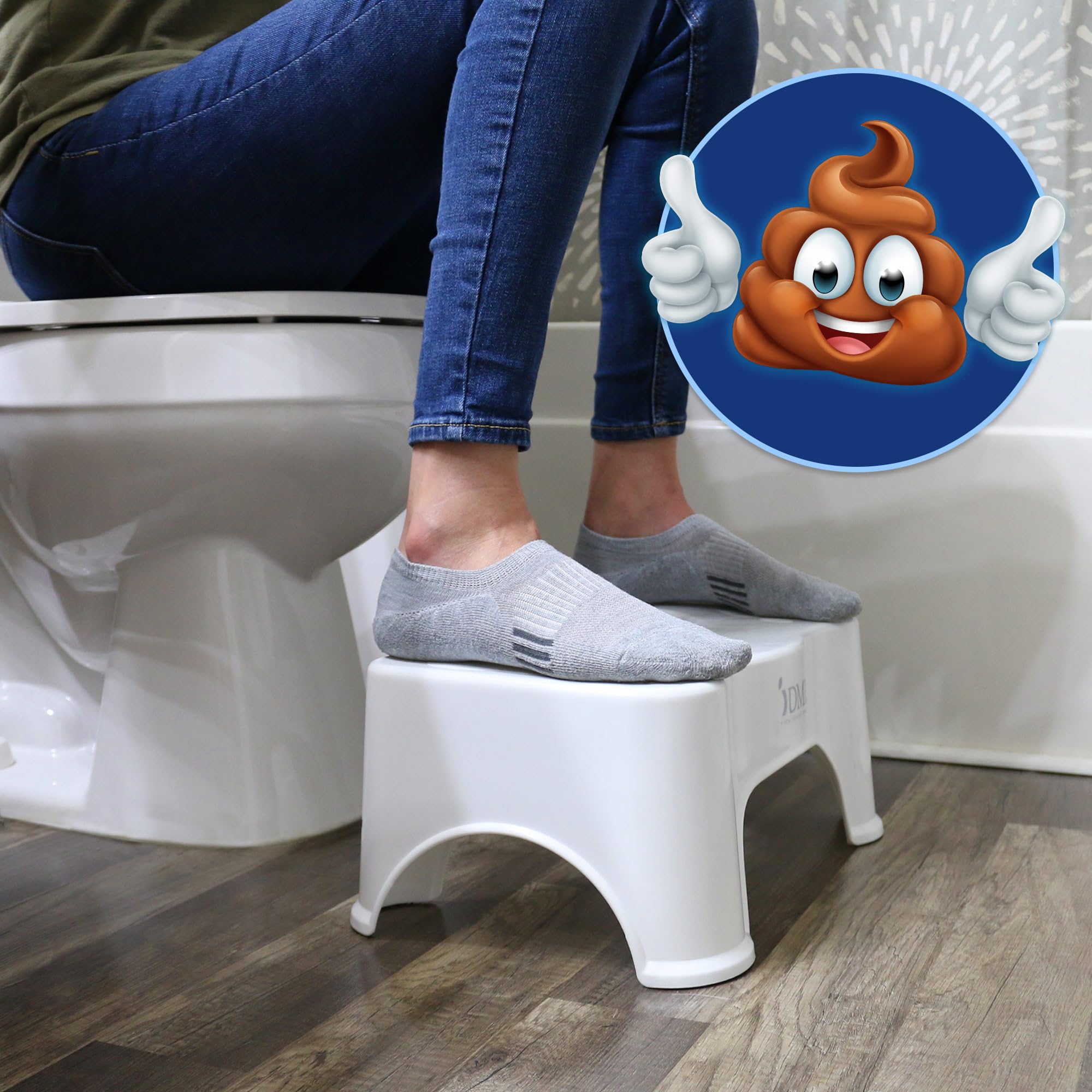 DMI Toilet Squatting Posture Stool, 7" Height, Reduces Strain for an Easier Go, Poop Stool for Bathroom, Fun Footprint Designs, Low-Profile, Minimal Design for Bathroom Aesthetic - Image 3