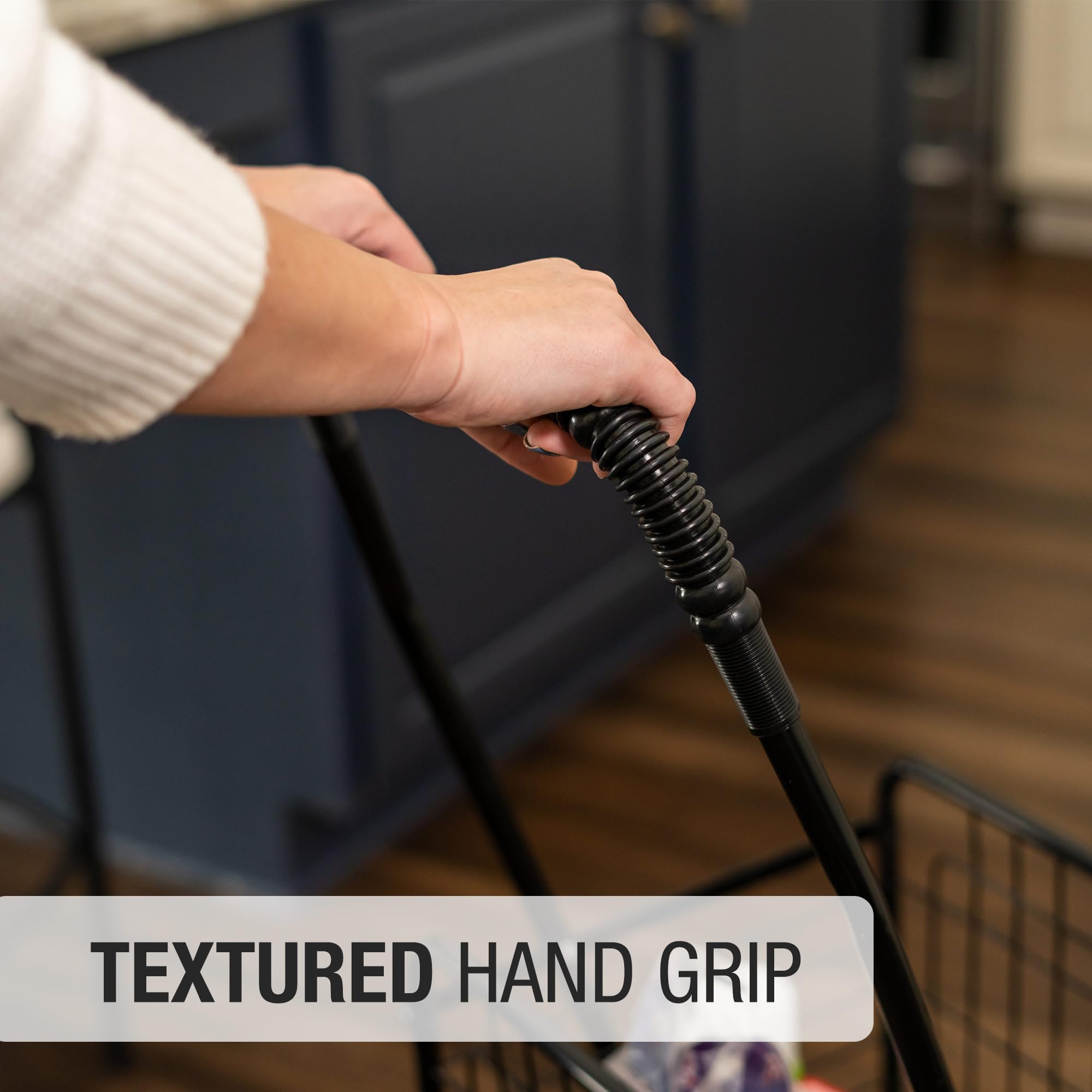 DMI Utility Cart with Wheels to be used for Shopping, Grocery, Laundry and Stair Climber Cart, Weighs 7.5 Pounds but holds up to 90 Pounds, Compact and Foldable, Black - Image 4