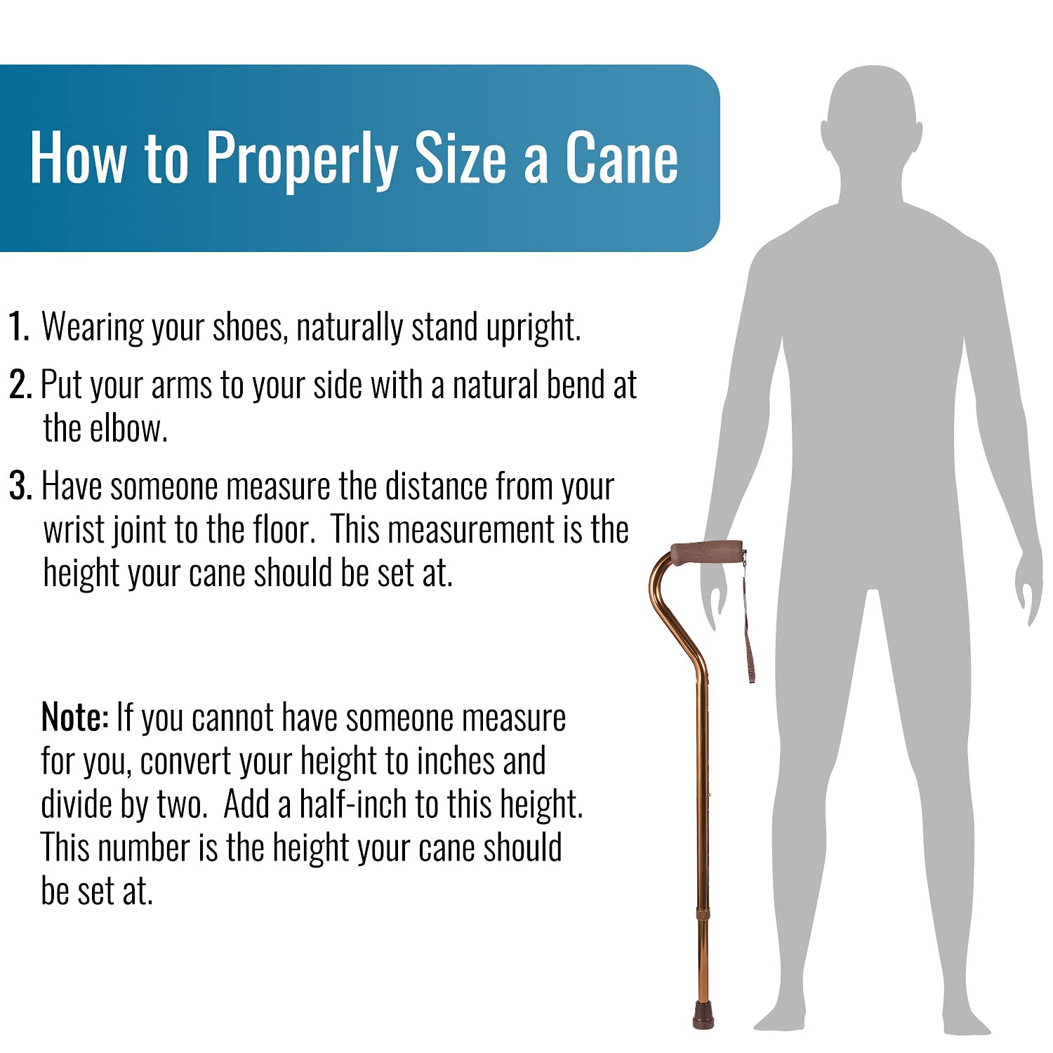 DMI Walking Cane for Adult Men and Women, FSA Eligible, Lightweight and Adjustable, Ergonomic Hand Grip and Wrist Strap - Image 6