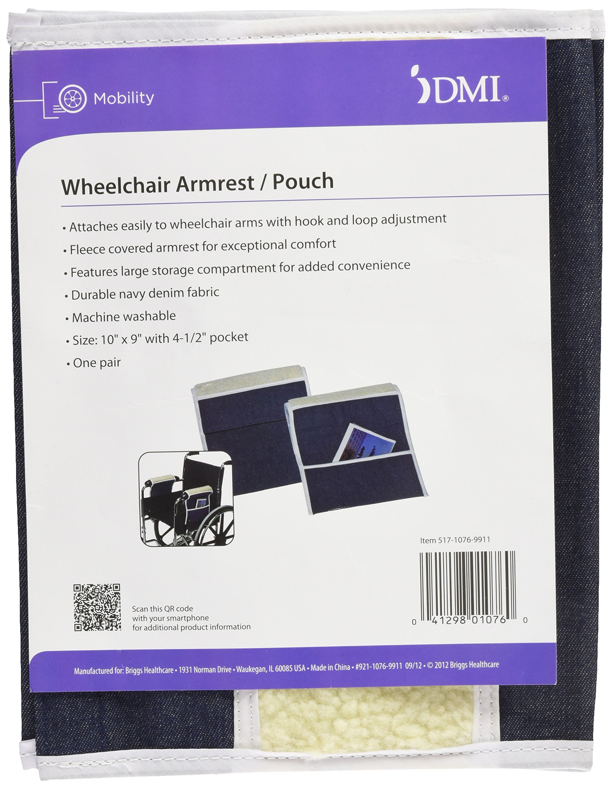 DMI Wheelchair Arm Pads, Wheelchair Armrest Pouch, Wheelchair Arm Pouch, Denim, Pair of 2 - Image 5