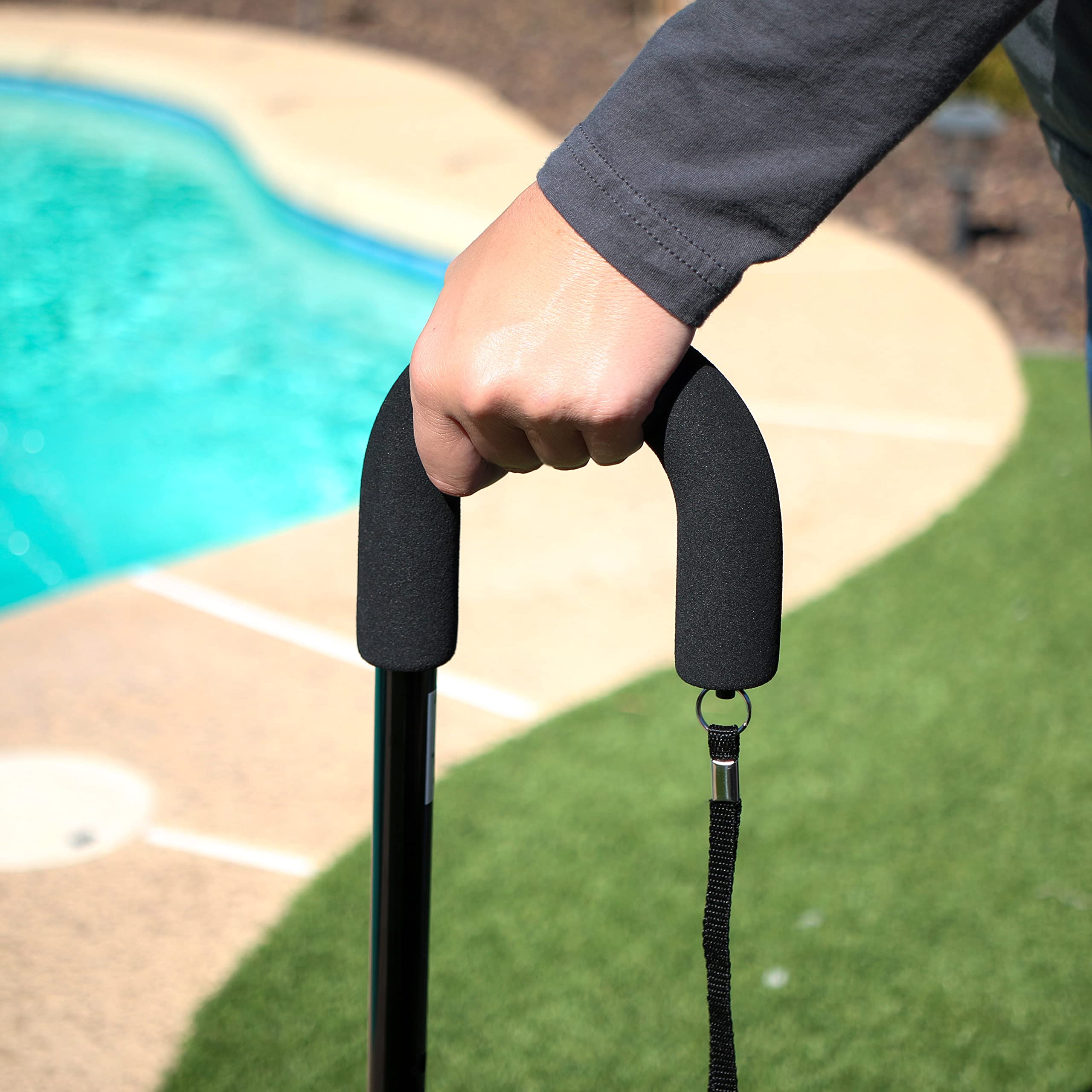 MABIS Foam Hand Grip Replacement for Standard Handle Canes, Thick Cushioned Foam, Black - Image 3