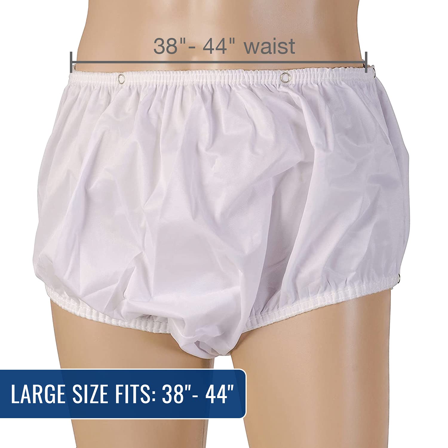 MABIS Waterproof Incontinence Underwear for Disabled, Elderly, Handicapped, Potty Training, Pregnancy or Postpartum, Snap On, Large 38-44 Inches - Image 3